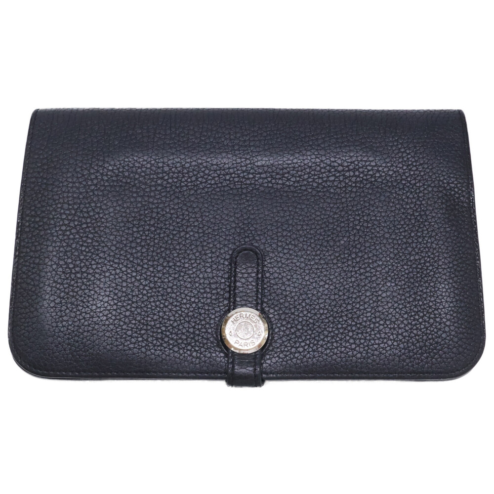 HERMES Dogon Duo GM Long Wallet (with coin purse) in Togo leather, Noir color...